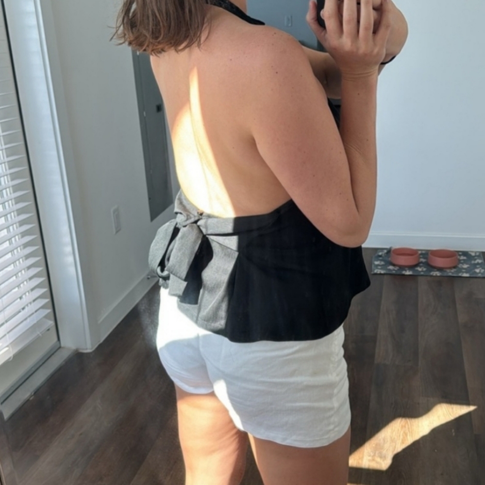 Black Halter Top with Bow